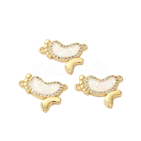 Rack Plating Brass Micro Pave Clear Cubic Zirconia Footprint Links Connector Charms KK-K385-111G-1