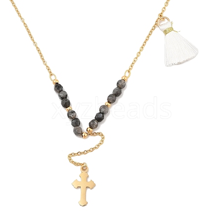 Golden Tone 304 Stainless Steel Cross Pendant Necklaces NJEW-A032-02G-01-1