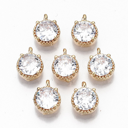 Brass Glass Rhinestone Charms X-GLAA-S179-32-RS-1