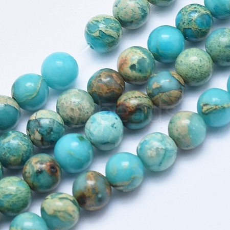 Natural Aqua Terra Jasper Beads Strands G-E444-14A-6mm-1