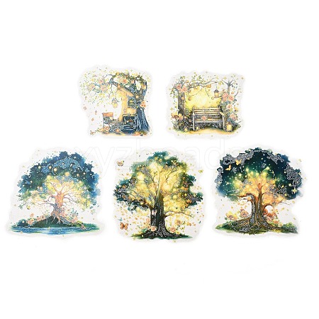 10Pcs 5 Styles Forest Theme PET Waterproof Stickers Sets DIY-B071-02F-1