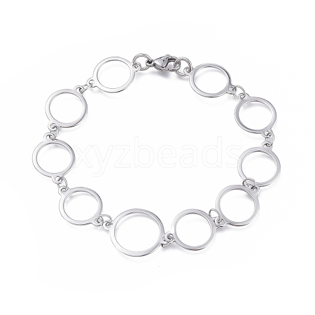 Handmade 304 Stainless Steel Link Chain Bracelets BJEW-K118-03P-1