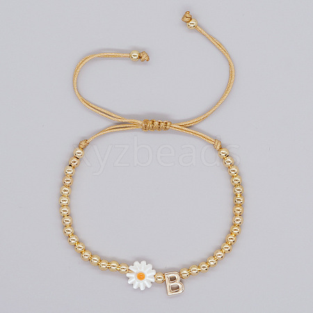 Golden Tone Daisy Braided Bead Bracelets WY1454-2-1