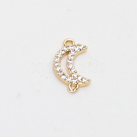 Brass Micro Pave Clear Cubic Zirconia Connector Charms INS-PW0002-07J-1