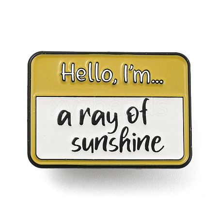 Hello I'm A Ray of Sunshine Rectangle Social Dialogue Box Enamel Pins JEWB-Z010-04B-EB-1