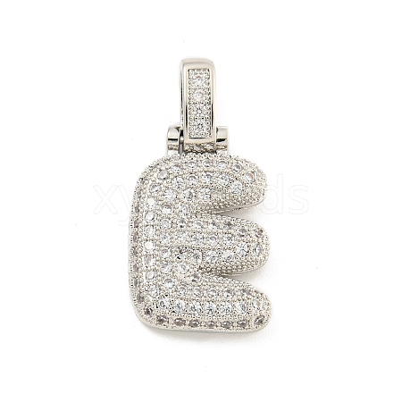 Brass Micro Pave Clear Cubic Zirconia Pendants KK-B099-01P-E-1