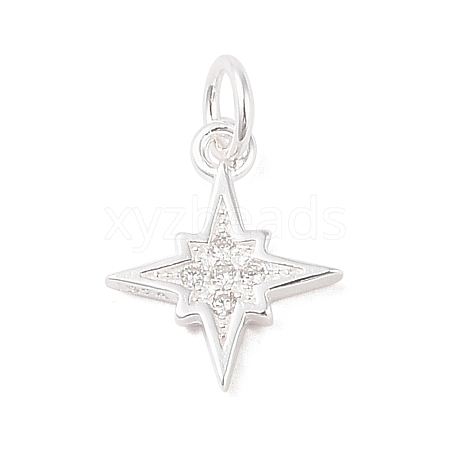 925 Sterling Silver Pave Clear Cubic Zirconia Star Charms STER-K181-01A-S-1