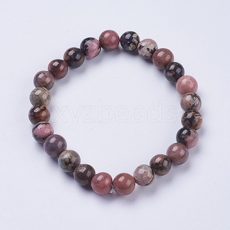 Natural  Rhodonite Beaded Stretch Bracelets BJEW-I253-8mm-26-1