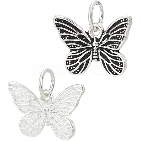 2Pcs 2 Colors 925 Sterling Silver Butterfly Charms STER-PH0002-73-1