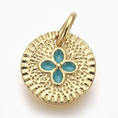 Brass Enamel Charms ZIRC-E152-31G-RS-1