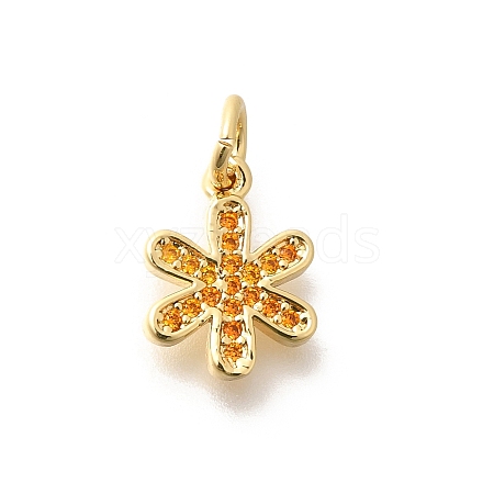 Brass Micro Pave Orange Cubic Zirconia Pendants KK-L225-016G-1