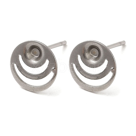 Non-Tarnish Flat Round 201 Stainless Steel Stud Earring Findings STAS-Q315-06P-1