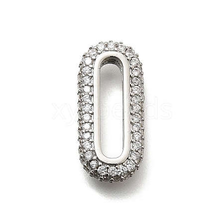 Brass Micro Pave Clear Cubic Zirconia Oval Linking Rings KK-Z093-43P-1