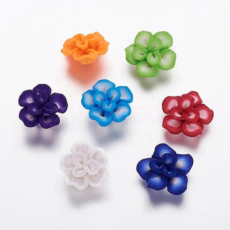 Mixed Handmade Polymer Clay Flower Beads CLAY-Q191-M05-1