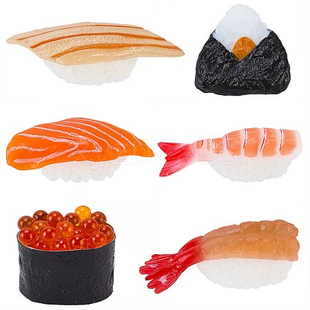 6Pcs 6 Styles PVC Sushi Display Decorations DJEW-SC0001-33-1