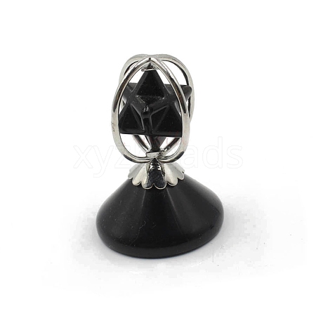 Natural Dyed & Heated Dyed & Heated Black Agate Rotatable Merkaba Star Figurines PW-WG54158-05-1