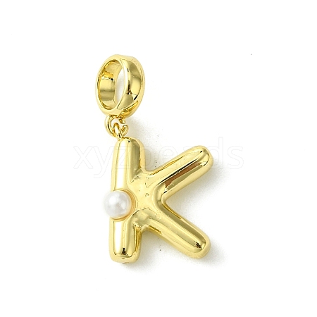 Rack Plating Brass with ABS Plastic Pearl European Dangle Charms KK-G501-02K-G-1