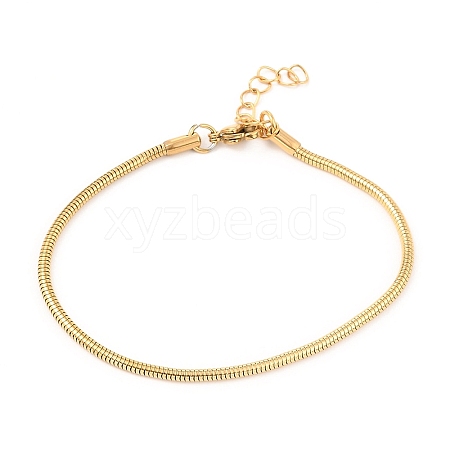 Unisex 304 Stainless Steel Round Snake Chain Bracelets X-BJEW-H541-02B-G-1