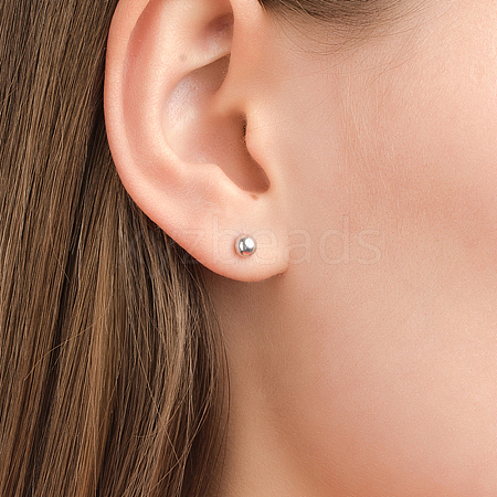 Simple S925 Sterling Silver Round Bead Stud Earrings for Daily Unisex Wear TL9413-1