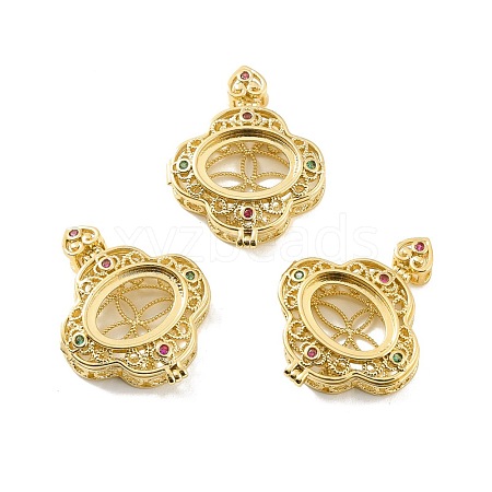 Rack Plating Brass Micro Pave Cubic Zirconia Locket Pendants KK-C241-02G-1