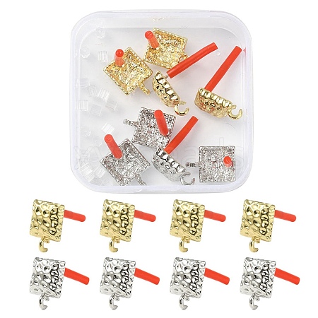 8Pcs 2 Colors Rack Plating Alloy Stud Earring Findings FIND-YW0003-82C-1