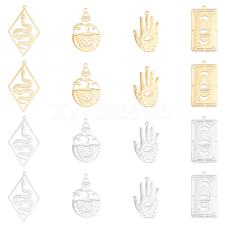 DICOSMETIC 16Pcs 8 Style 201 Stainless Steel Pendants STAS-DC0010-09-1