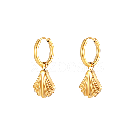 Stainless Steel Shell Shape Dangle Earrings for Women HK0128-1-1