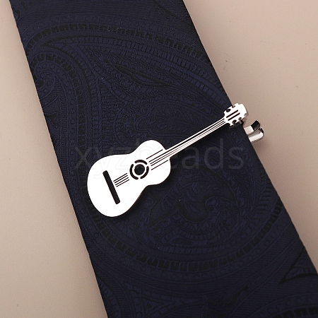 Stainless Steel Guitar Shaped Tie Clips PW-WGF86B0-10-1