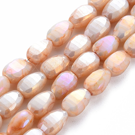 Opaque Baking Painted Crackle Glass Beads Strands EGLA-S174-21E-1