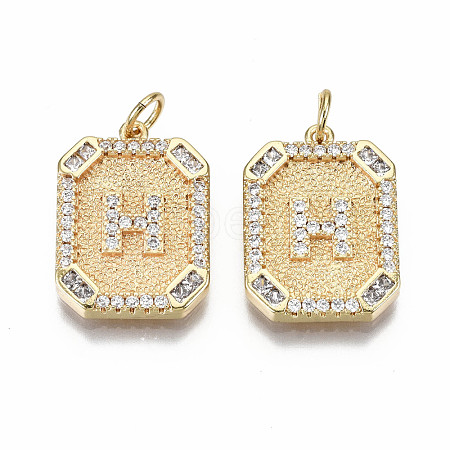 Brass Micro Pave Clear Cubic Zirconia Pendants KK-S356-234H-G-NF-1