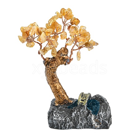 Natural Citrine Chips Money Tree Decorations DJEW-P018-01A-1