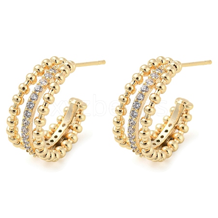 Brass Stud Earrings with Glass EJEW-K264-01G-1