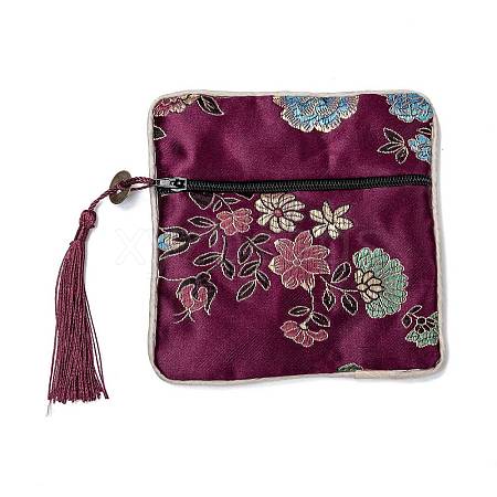 Chinese Brocade Tassel Zipper Jewelry Bag Gift Pouch LS-ABAG-F005-06-1