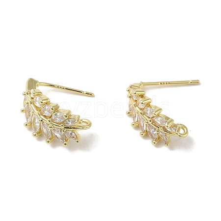 Brass Micro Pave Cubic Zirconia Ear Wire Findings KK-K371-08G-1