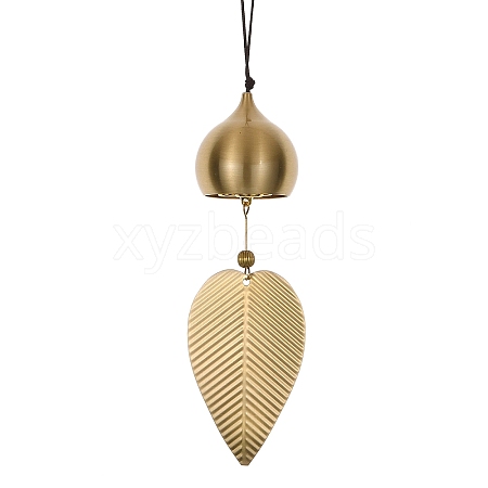 Leaf Brass Wind Chimes AJEW-P110-01B-1