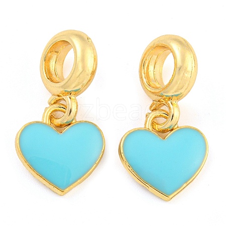 Rack Plating Alloy Enamel Heart European Dangle Charms FIND-B034-21G-05-1