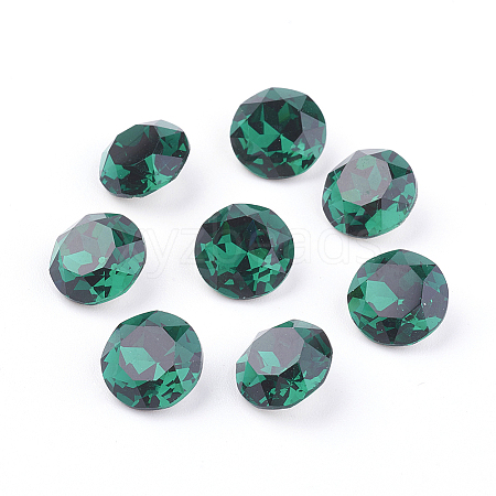 Pointed Back & Back Plated Glass Rhinestone Cabochons X-RGLA-J012-8mm-205-1