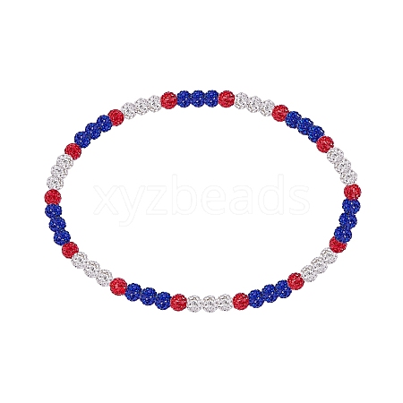 Polymer Clay Rhinestone Round Beaded Necklaces NJEW-SW00049-01-1