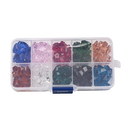 100Pcs 10 Colors Glass Pendants AJEW-H154-08A-1