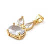 Rack Plating Brass Micro Pave Cubic Zirconia Pendants KK-P241-20G-05-2