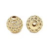 Round Brass Micro Pave Cubic Zirconia Beads ZIRC-N016-01G-10mm-1