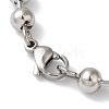 304 Stainless Steel Beads Ball Chain Bracelets for Women BJEW-B092-02A-P-3