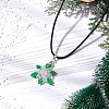 Natural Rose Quartz & Glass Snowflake Pendant Necklaces NJEW-JN05054-03-2