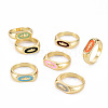 Alloy Enamel Wide Band Rings RJEW-N034-011-RS-1