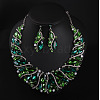 Alloy Rhinestone Pendant Necklaces & Teardrop Stud Dangle Earring Sets for Women WG99E9F-02-1