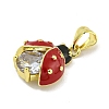 Rack Plating Brass Micro Pave Clear Cubic Zirconia with Enamel Pendant KK-B091-37G-02-2