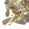 Natural Grey Agate Pendants G-T081-03-1