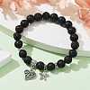 Natural Lava Rock Round Beaded Stretch Bracelets BJEW-JB09900-01-4