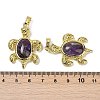 Natural Amethyst & Brass Pendants KK-F887-01G-13-3