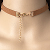 Black Velvet Choker Brass & Iron Rectangle Pendant Necklaces for Women FS-WGDB652-02-3